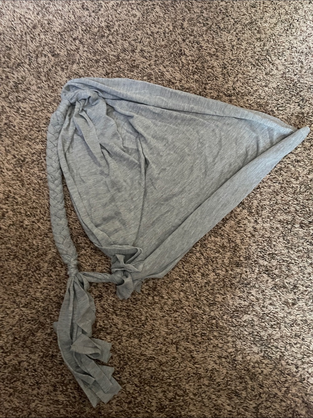 Cost Plus World Market Heather Gray Triangle Scarf with Braided Tie